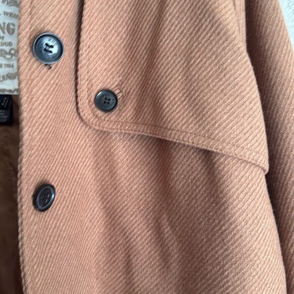 MNG by Mango Brown Wool Hooded Coat Sz S - Picture 6 of 7
